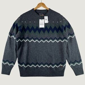 nwt barbour regis fair isle crew sweater 100% wool XL old money british heritage